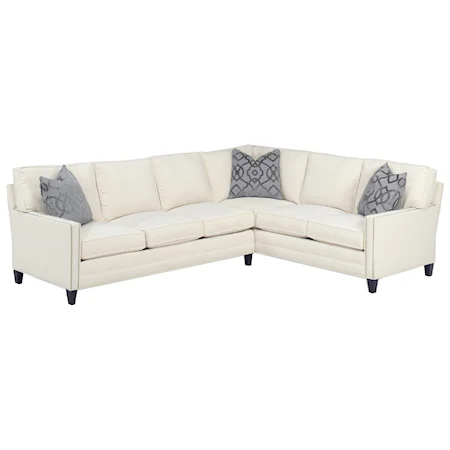 Customizable Bristol 2 Pc Sectional w/ RAF Corner Sofa (3 Inch Track Arms, Boxed Edge Back, Tall Tapered Legs, Nails)